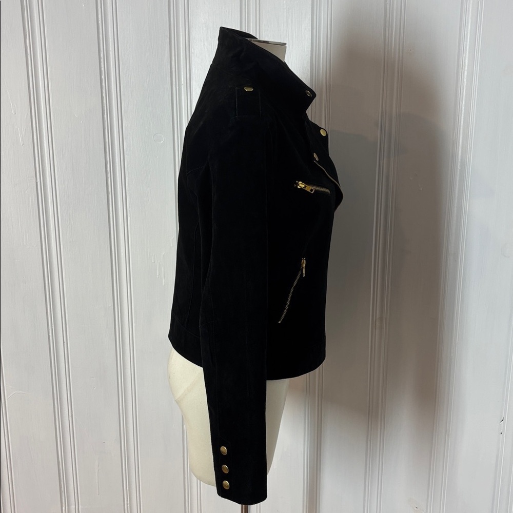 VERO MODA “Siri” Suede Moto Jacket – Black (Size L) - Picture 2 of 10